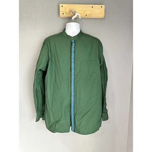Paul Fredrick Mens Long Staple‎ Cotton Green/Blue Stripe Size XL Classic Fit
